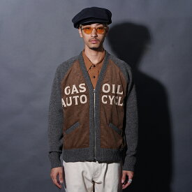 OLD CROW オールドクロー「GASOIL AUTOCYCLE - ZIPPERED SWEATER / BROWN」ジップアップセーター OC5311 MEN'S メンズ ニット セーター カーディガン ジップアップ
