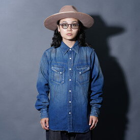 BY GLAD HAND バイグラッドハンド /「GOODHORN - WESTERN SHIRT / INDIGO」ヴィンテージフィニッシュウエスタンL/Sシャツ MEN'S メンズ シャツ 長袖 デニム ユーズド加工