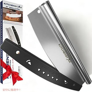 【最大1,000円クーポン10月27日09:59まで】Kitchenstar 16インチ ブラック 焦げ付き防止ピザカッター シャープなステンレススチールスライサーナイフ ロッカースタイル ブレードカバー付き アメリ