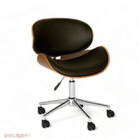 Armen Living Daphne Office Chair in Black Faux Leather and Chrome Finish 141 アメリカーナがお届け!