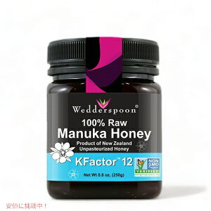 yő1,000~N[|92401:59܂ŁzWedderspoon Organic, Inc., 100% Raw Manuka Honey, KFactor 12, 8.8oz (250g)/ EF_[Xv[EI[KjbN, 100%}kJI@Kt@N^[12