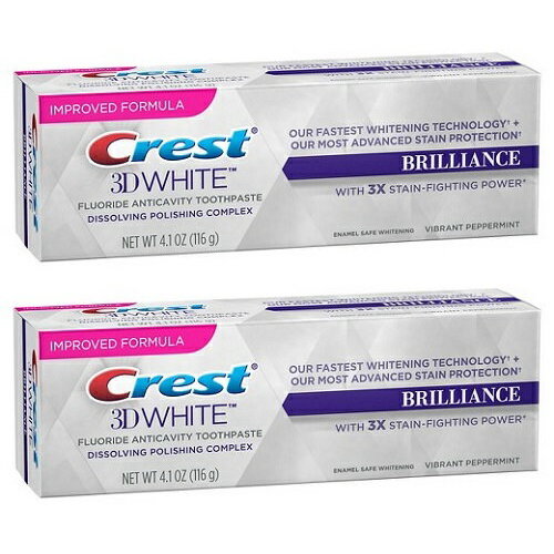 祝開店大放出セール開催中 人気のクレスト ミントフレーバー 2個セット 期間限定お試し価格 クレスト 3Dホワイトブリリアンス バイブラント ペッパーミント 4.1oz Flavor Crest 3D Brilliance Toothpaste Peppermint White Vibrant