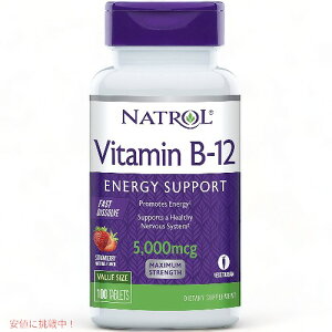 Natrol Vitamin B12 Tablets 5,000mcg, Strawberry, 100 Count / �i�g���[�� �r�^�~��B12 �^�u���b�g 5,000mcg 100�� �X�g���x���[��