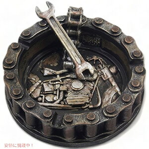 Motorcycle Chain Ashtray with Wrench and Bike Motif@[^[TCNDM