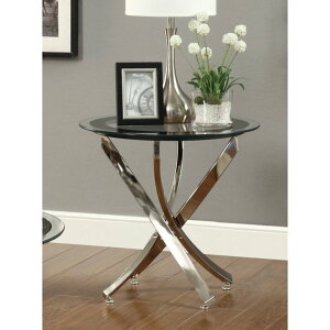 �y�ő�2000�~OFF 4/10��1:59�܂ŁzCoaster Home Furnishings �K���X�g�b�v �T�C�h�e�[�u�� �V���o�[ �A�����J�A���Ƌ�@�A�����J�A���G�� End Table with Tempered Glass Top