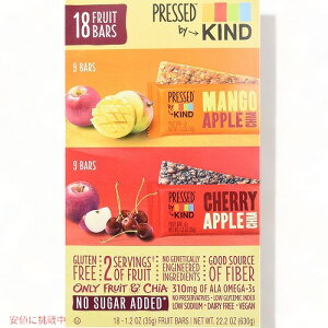 Pressed by Kind Fruit Bars, Variety Pack, 1.2 oz(35g), 18-count �J�C���h �t���[�c�o�[ �o���G�e�B�p�b�N 18�ܓ��� �e35g