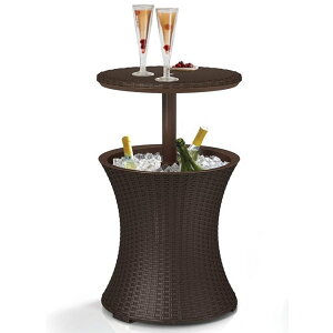 Keter 7.5-Gal Cool Bar Rattan Style Outdoor Patio Pool Cooler Ta