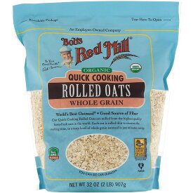 【最大2,000円クーポン5月16日01:59まで】Bob's Red Mill Organic Quick Cooking RolledOats 32oz / ボブズレッドミル オーガニック クイッククッキング ロールドオーツ 全粒 オートミール オーツ麦 907g