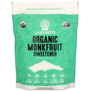 ラカント モンクフルーツ オーガニック甘味料 Lakanto, Organic Monkfruit Sweetener, 16 oz (454 g)