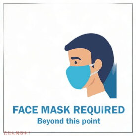 マスク着用必須のお願い サインステッカー 2枚 14x14cm クリア/ブルー LOTUS-A