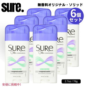 yő2,000~N[|112701:59܂Łz6Zbg Sure VA Original Solid Deodorant 76 g IWi Ō` fIhg  Unscented 2.6 oz