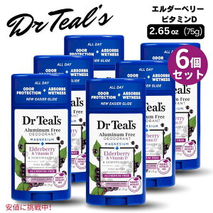 6Zbg Dr Teals hN^[eB[Y Aluminum Free Deodorant 75g A~jEt[ fIhg G_[x[r^~D Elderberry 2.65 oz