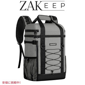 ZAKEEP バックパッククーラー 36缶 多機能 防漏 グレー クーラーバッグ 保温 保冷 Multifunctional Leakproof Cooler Backpack 36 Cans Gray