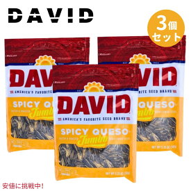 【3個セット】 DAVID ひまわりの種 ジャンボサイズ [スパイシーケソ味] 149g David Seeds Jumbo Sunflower Spicy Queso Flavor 5.25oz