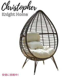 �y�X�[�p�[SALE �ő�2000�~OFF�N�[�|�� 6/11 1:59�܂ŁzChristopher Knight Home �N�b�V�����t�����E���W�ك`�F�A �u���E��Wicker Lounge Chair with Cushion
