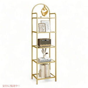 yő2,000~N[|112701:59܂ŁzHzuaneri5w̖{I̖{IAɘaꂽKX̖{IAQ̂߂ׂ̍It̒PʁA Hzuaneri 5 Tier Bookcase Bookshelf, Tempered Glass Bookshelves, Gold