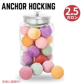 【最大2,000円クーポン6月11日1:59まで】アンカーホッキング 2.5ガロン モンタナ・ガラス・ジャー 密閉蓋付 Anchor Hocking 2.5 Gallon Montana Glass Jar with Airtight Lid Brushed Silver Metal