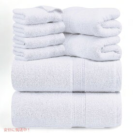 ユートピア タオルセット 8枚 ホワイト コットン バスタオル 2枚 ハンドタオル 2枚 ウォッシュクロス 4枚 Utopia Towels 8-Piece Premium Towel Set