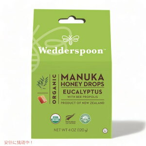 Wedderspoon Organic Manuka Honey Drops, Eucalyptus with Bee Propolis 4 oz (120 g) / �E�F�_�[�X�v�[�� �I�[�K�j�b�N�}�k�J�n�j�[�h���b�v�X [���[�J���v�^�X with �r�[�v���|���X]
