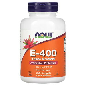 �y�ő�2000�~OFF 4/10��1:59�܂ŁzNOW E-400 100% Natural d-alpha Tocopheryl 250 softgels �i�E�@E-400 d-�A���t�@�E�g�R�t�F���[���z�� 250��
