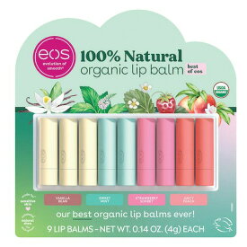 【最大2,000円クーポン5月27日1:59まで】eos イオス リップバーム 4種の香り 9本入り ベストオブイオス オーガニック 100％ナチュラル USDA Organic Smooth Lip Balm, 9 Sticks