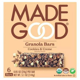 MadeGood グラノーラバー クッキー＆クリーム 24g x 6個入り オーガニック ビー Cookies & Creme Granola Bars 6ct