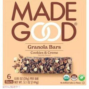 �y�ő�2,000�~�N�[�|��3/11��01:59�܂ŁzMadeGood �O���m�[���o�[ �N�b�L�[���N���[�� 24g x 6���� �I�[�K�j�b�N �r�[ Cookies & Creme Granola Bars 6ct