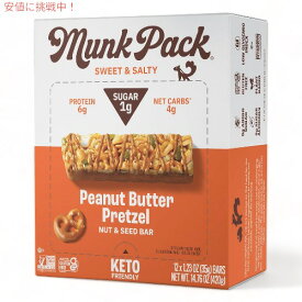 Munk Pack（マンクパック） ナッツ＆シードバー [ピーナッツバター プレッツェル] 12本入り（1本35g） Nut & Seed Bar