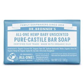 ドクターブロナー マジックソープバー 無香料 140g Dr. Bronner's カスティール石鹸 固形石けん バーソープ Castile Bar Soap 5oz