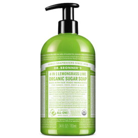 ドクターブロナー 4 in 1 オーガニック シュガーソープ レモングラス ポンプタイプ 710ml Dr. Bronner's Organic Sugar Soap 24oz