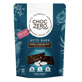 【最大2,000円クーポン6月11日1:59まで】ChocZero Dark Chocolate coconut Keto Bark 6oz / チョクゼロ ダークチョコレート ココナッツ ケトバーク 170g（6個入り）