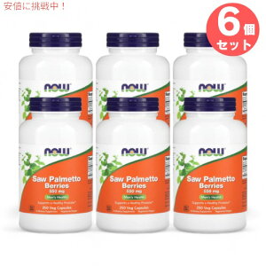 6�Z�b�g NOW Foods �i�E�t�[�Y �\�[�p�����b�g�x���[�i�m�R�M�����V�j 550mg 250�� �x�W�J�v�Z�� #4748 Saw Palmetto Berries 550mg 250 Veg Capsules