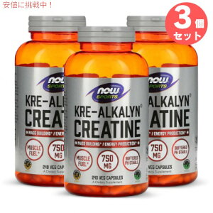 yő2,000~N[|112701:59܂Łz3Zbg NOW Foods iEt[Y X|[c NAJ NA` 750mg xWJvZ 240 #2053 Sports Kre-Alkalyn Creatine Veg Capsules 240 Capsules