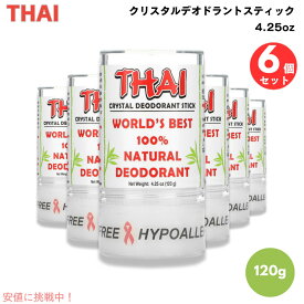 【最大2,000円クーポン3/11水01:59まで】6個セット Thai Deodorant Stone Crystal Deodorant Stick 4.25oz / タイ デオドラントストーン クリスタルデオドラント スティック 120g