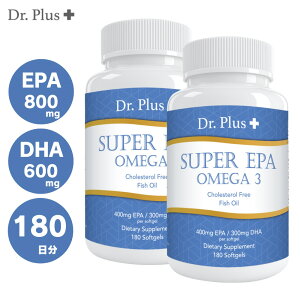 �y������2�{�z���Z�x�X�[�p�[�t�B�b�V���I�C�� 2500mg 2����EPA800mg DHA 600mg �I���K3 180�\�t�g�W�F���i1������j 90����x2 Super fish Oil 2500mg Dr.Plus �h�N�^�[�v���X