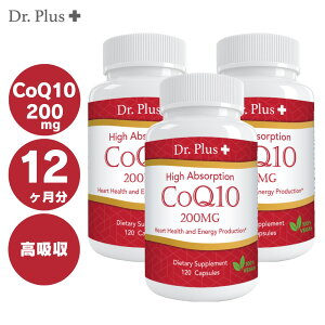 �y3�z���z���R�G���U�C��CoQ10 - Coenzyme Q10 120�J�v�Z�� 4������x3 High Absorption COQ10 Dr.Plus + �h�N�^�[ �v���X �T�v�������g Made in USA