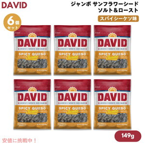 y󂠂EܖzDAVID Spicy Queso Jumbo Sunflower Seeds 5.25oz x 6pk fCrbh XpCV[P\ W{ Tt[V[h \g[Xg Ђ܂̎ 149gyܖ2025N114܂Łz