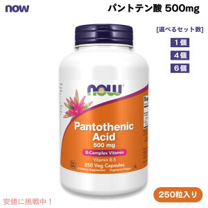 NOW Foods Pantothenic Acid 500 mg 250 Caps #0488 �i�E�t�[�Y �p���g�e���_�i�r�^�~��B5�j 500mg 250�� �y1��/4��/6�z