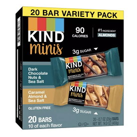 KIND Minis Dark Chocolate & Caramel Almond 20ct / カインド ミニ ナッツバー 20個入り [ダークチョコレートナッツ & シーソルト、キャラメルアーモンド & シーソルト 各10個]