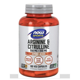 NowFoods Arginine 500 mg & Citrulline 250 mg 120 capsules / ナウフーズ アルギニン 500mg ＆ シトルリン 250mg 120カプセル