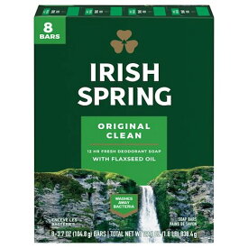 Irish Spring Bar Soap for Men, Original Clean Deodorant Bar Soap, 3.7 Oz, 8 Pack / アイリッシュスプリング デオドラントソープ 男性用 [オリジナル] 104.8g x 8個入り