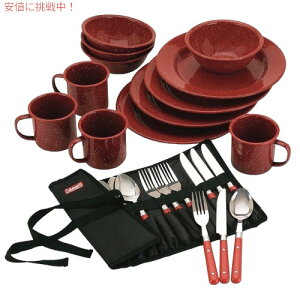 yő1,000~N[|92401:59܂ŁzColeman R[} GiHZbg 24s[X [bh] LvH R[}HZbg 24-Piece Enamel Dinnerware Set, Red