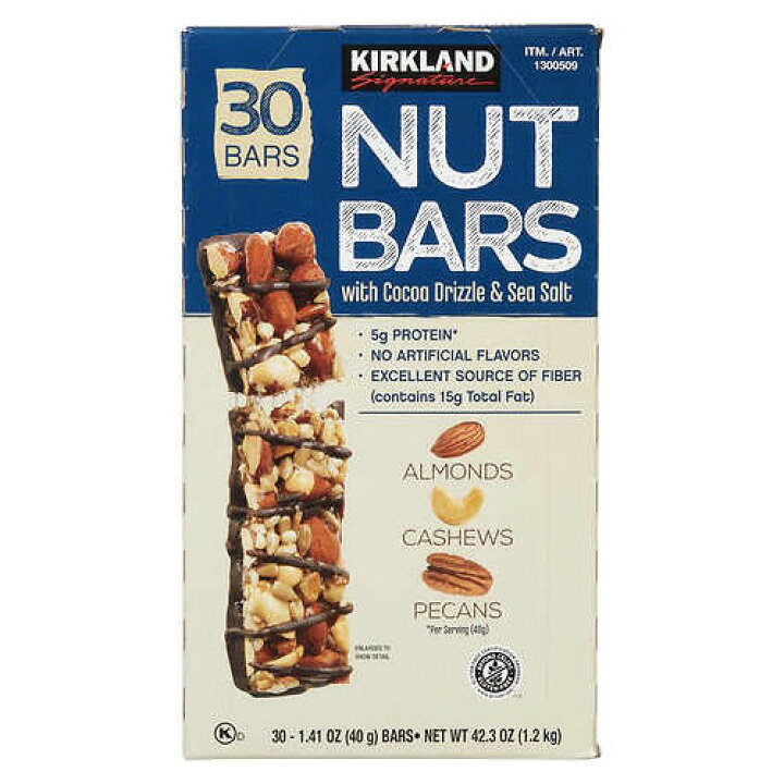 楽天市場 Kirkland Signature Nut Bars With Cocoa Drizzle Sea Salt 30ct カークランドシグネチャー ナッツバー ココア シーソルト 30本入り アメリカーナ Americana