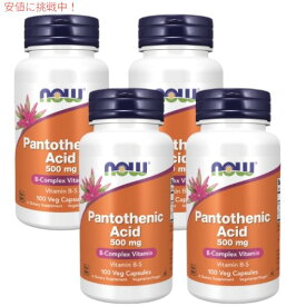 【4本セット】NOW　Pantothenic Acid 500 mg 100 Caps #0486　ナウ　パントテン酸（ビタミンB5） 500mg