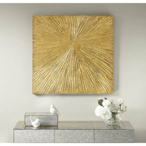 Madison Park Signature �A�u�X�g���N�g ���^���b�N ���W���A�[�g �S�[���h �Ǌ|���A�[�g Signature Sunburst Wall Art Gold