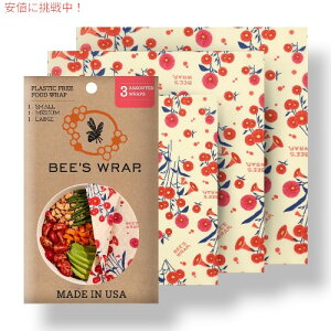 �y�X�[�p�[SALE �ő�2000�~OFF�N�[�|�� 6/11 1:59�܂ŁzBees Wrap �r�[�Y���b�v �ė��p�\�ȃ~�c���E�t�[�h���b�v Reusable Beeswax Food Wraps �č��� - �l�ߍ��� (S,M,L)3pack - Full Bloom Pattern