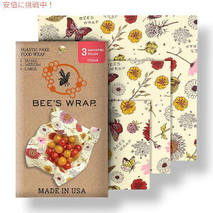 �y�X�[�p�[SALE �ő�2000�~OFF�N�[�|�� 6/11 1:59�܂ŁzBees Wrap �r�[�Y���b�v �ė��p�\�ȃ~�c���E�t�[�h���b�v Reusable Beeswax Food Wraps �č��� - �l�ߍ��� (S,M,L)3pack - Vegan Meadow Magic