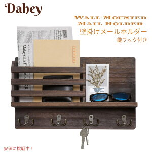 Dahey Ǌ|p ؐ X֕z_[ z_[bN Mail Holder Wooden Key Holder Rack Brown _uL[tbN Ǌ| [ EH[VFt