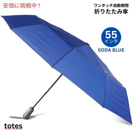 【最大2,000円クーポン8月11日01:59まで】TOTES ワンタッチオート開閉 ECOコンパクト傘 Soda Blueソーダブルー 55インチ 折りたたみ傘