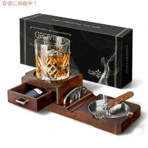 OB Grovind ECXL[ Whiskey OX Glass gCؐDM Tray and Wooden Ash Tray